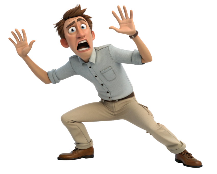 Surprised Man Expresses Shock and Fear Png
