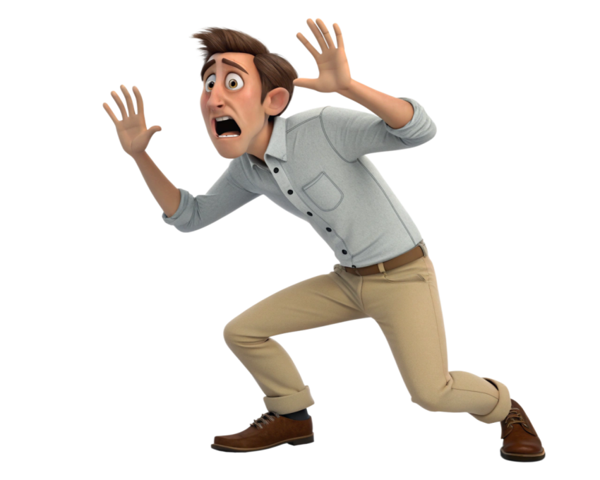 Surprised Man Expresses Shock and Fear Png