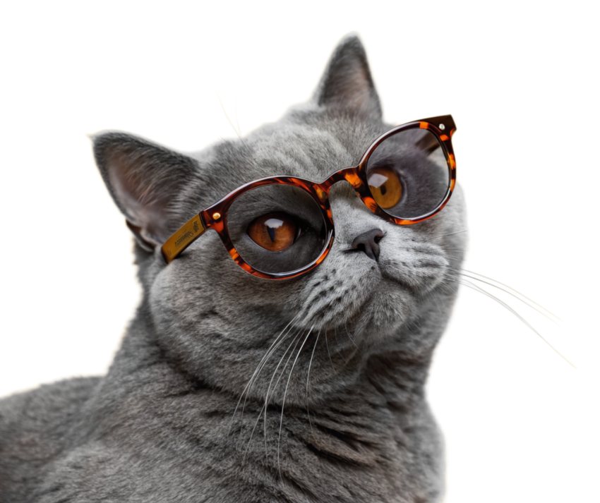 Adorable Gray Cat Wearing Sunglass Png Image