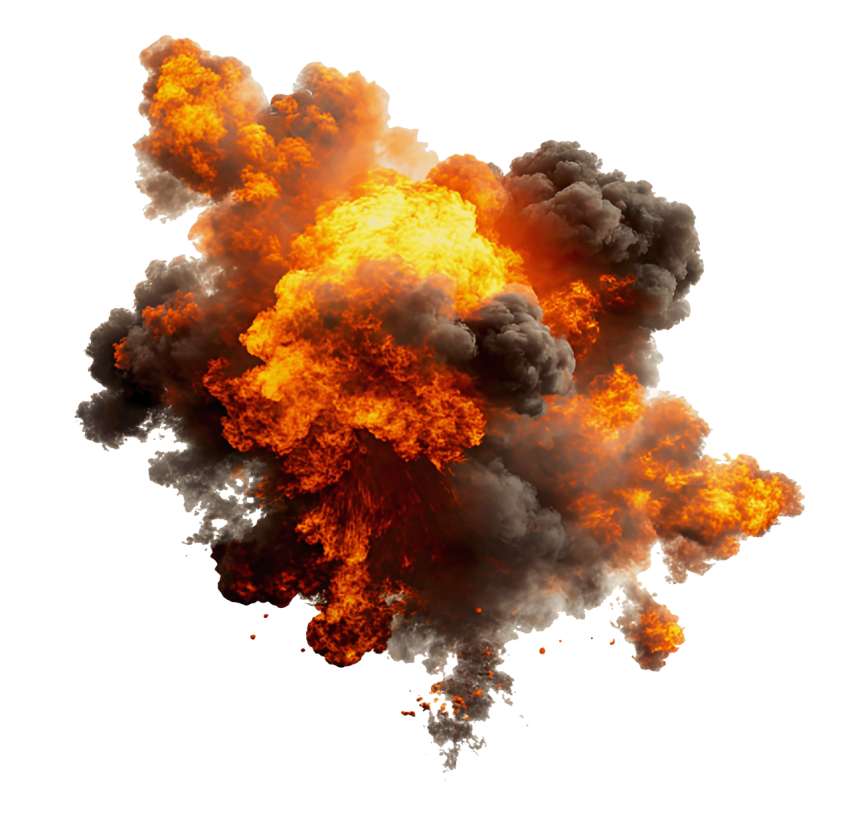 Dramatic Explosion with Flames and Smoke Png Image