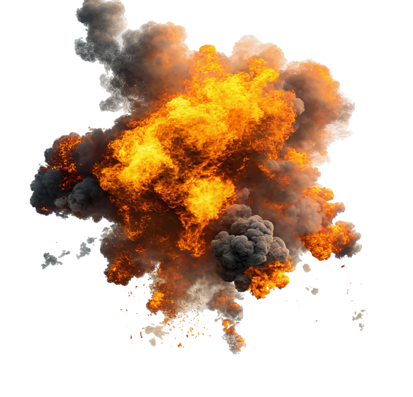 Dramatic Explosion with Flames and Smoke Png Image