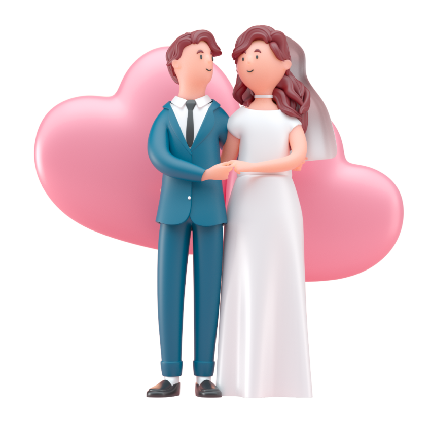 3D Wedding Couple PNG