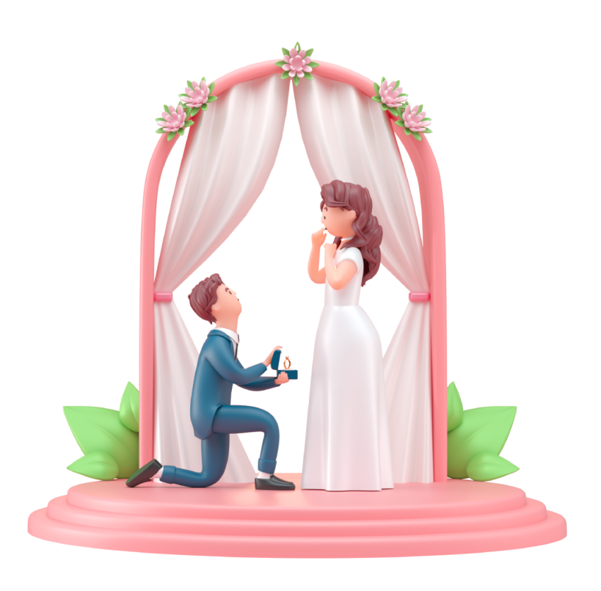 3D Wedding Couple PNG