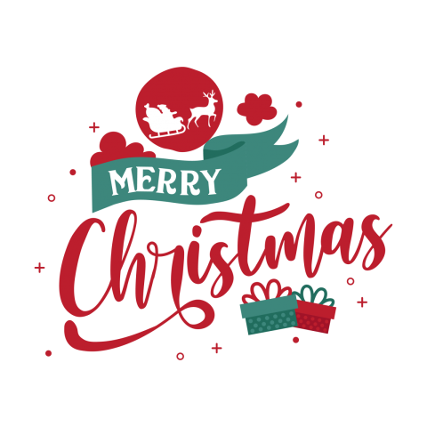 Merry Christmas Lettering Badge PNG