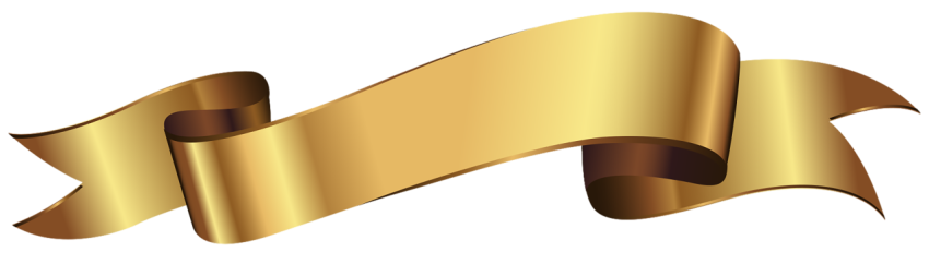 Golden Ribbon Banner on Transparent Background