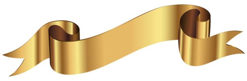 Golden Ribbon Banner on Transparent Background