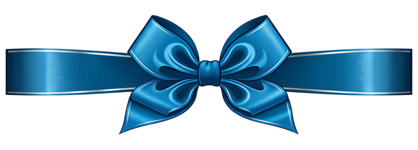 Blue Ribbon Bow on Transparent Background Png