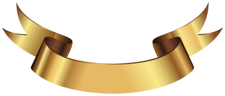 Golden Ribbon Banner on Transparent Background