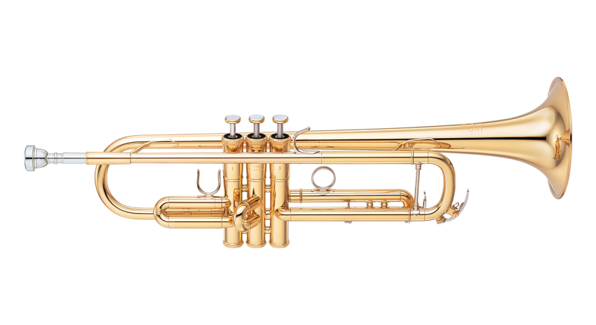 Golden Trumpet Instrument on Transparent background