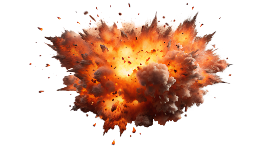 Explosion with Flames and Smoke Png Image