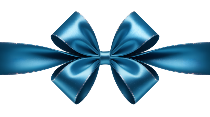 Blue Ribbon Bow on Transparent Background Png