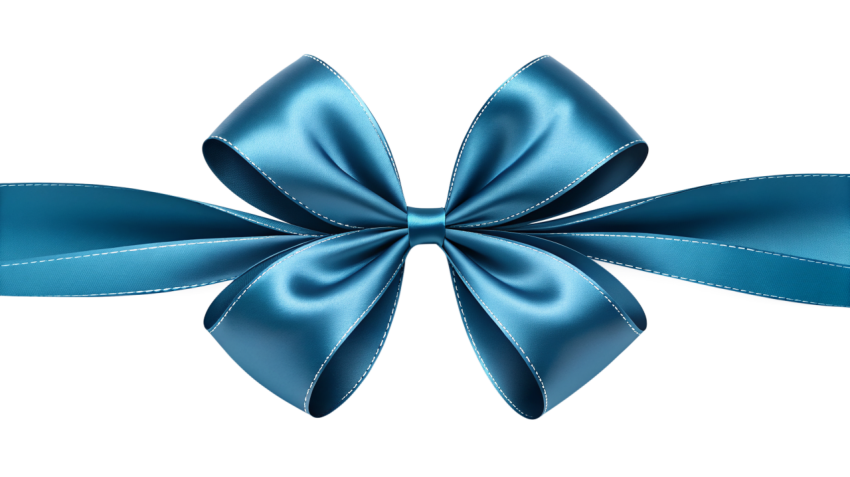 Blue Ribbon Bow on Transparent Background Png