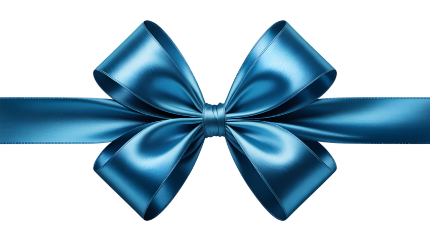 Blue Ribbon Bow on Transparent Background