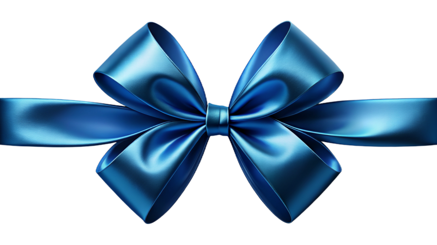 Blue Ribbon Bow on Transparent Background Png