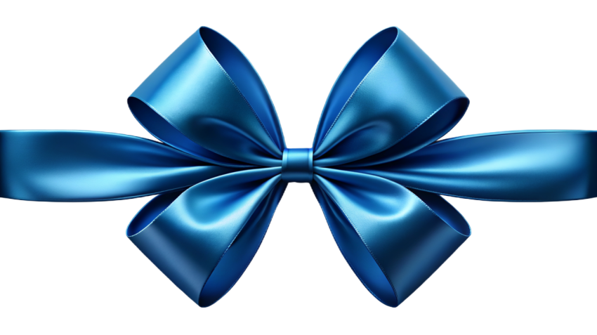 Blue Ribbon Bow on Transparent Background Png