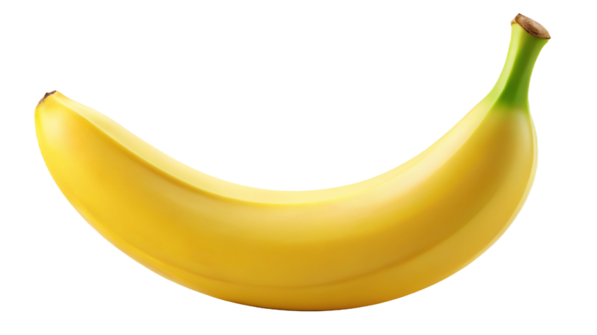 Fresh Single Banana on Transparent Packground