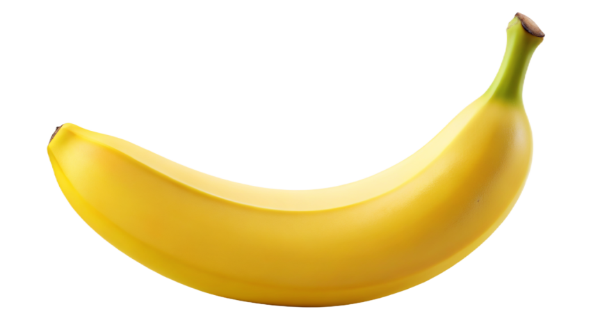 Fresh Single Banana on Transparent Packground