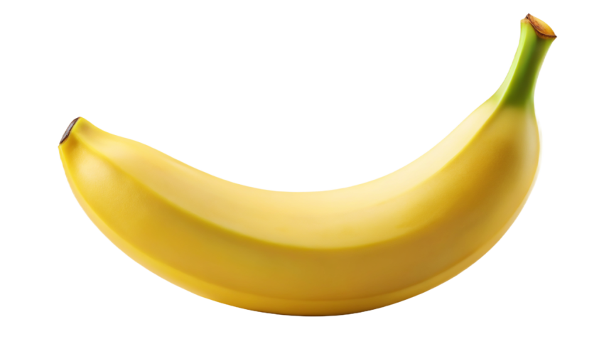 Fresh Single Banana on Transparent Packground
