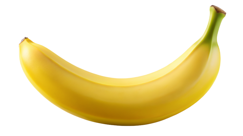 Fresh Single Banana on Transparent Packground