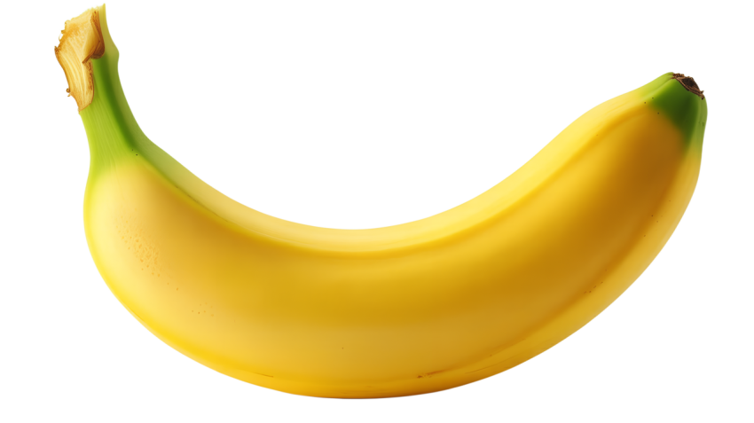 Fresh Single Banana on Transparent Packground