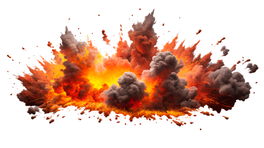 Dramatic Explosion with Flames and Smoke Png Image