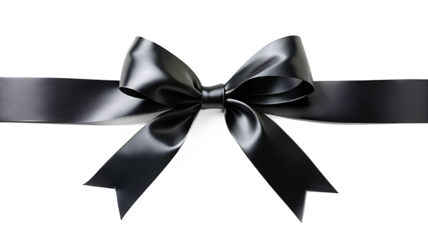 Black Ribbon Bow Isolated on transparent Background
