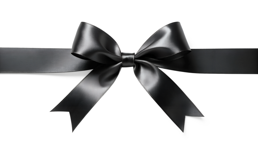 Black Ribbon Bow Isolated on transparent Background
