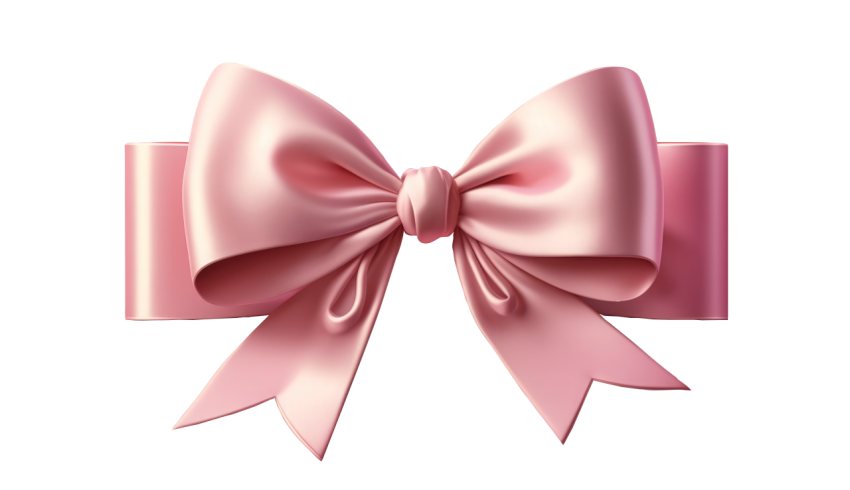 Pink Satin Bow on Transparent Background
