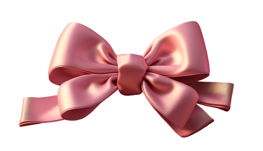 Pink Satin Bow on Transparent Background