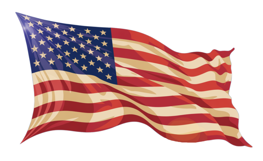Illustration of the American Flag Waving Png