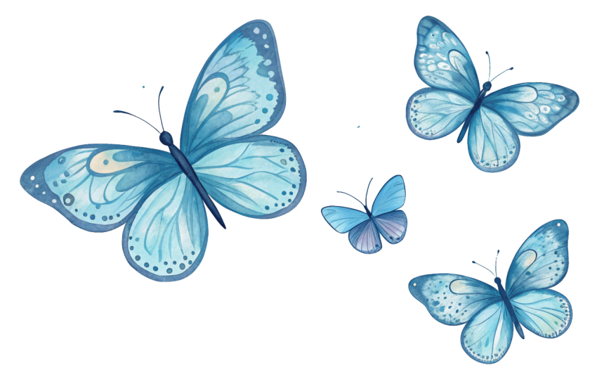 Blue Butterflies Flying with Delicate Png Image