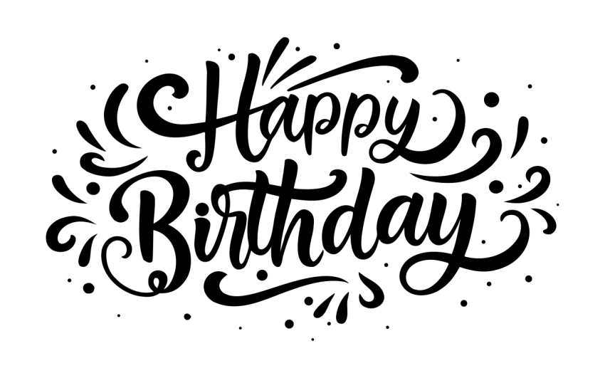 Happy Birthday Lettering onTransparent Background