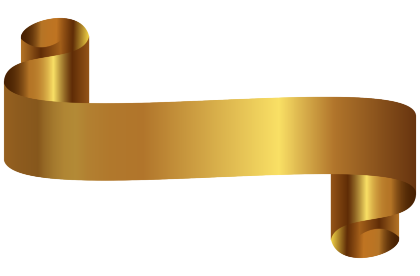 Golden Ribbon Banner on Transparent Background