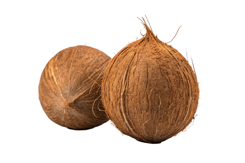 Brown Coconuts on a Transparent Background