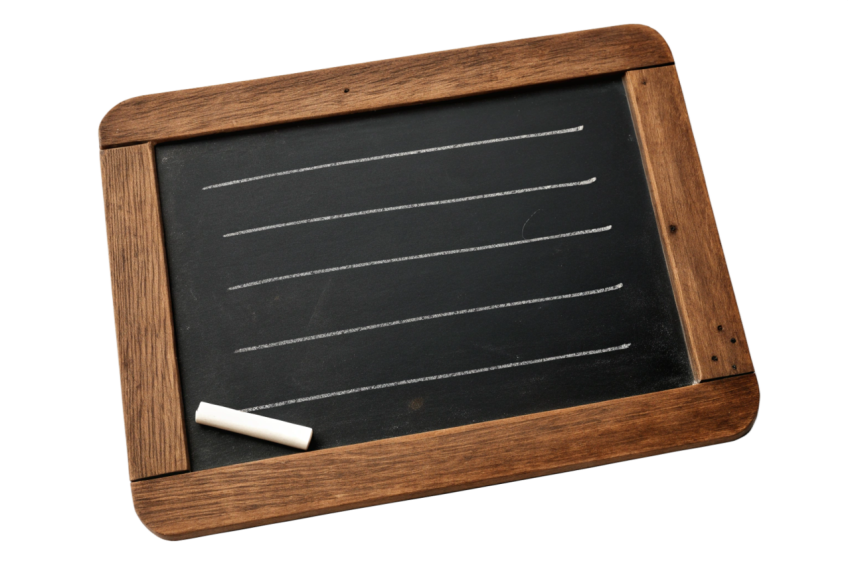Black wooden frame chalkboard image png
