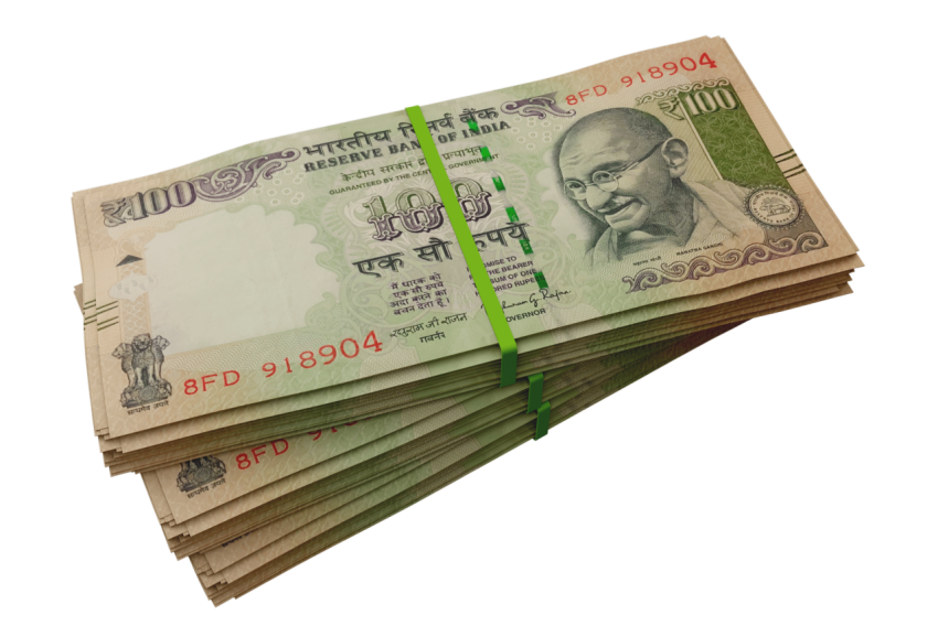 Stacks of Indian Currency 100 rupee note png