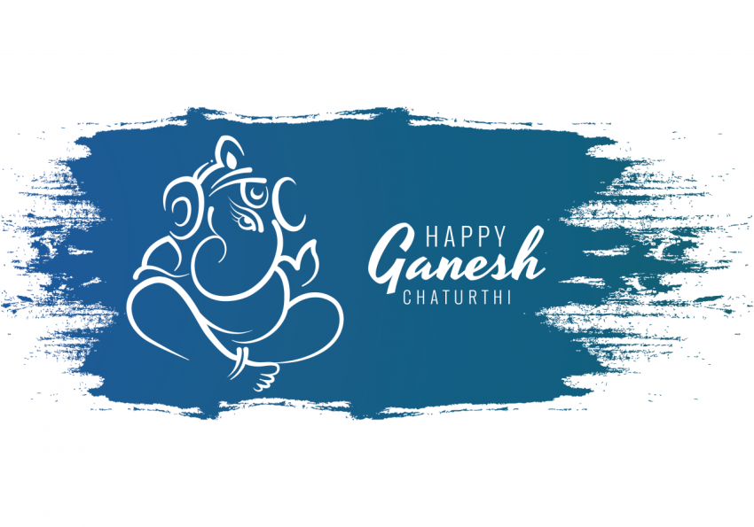 Happy Ganesh Chaturthi Brush Stroke Design