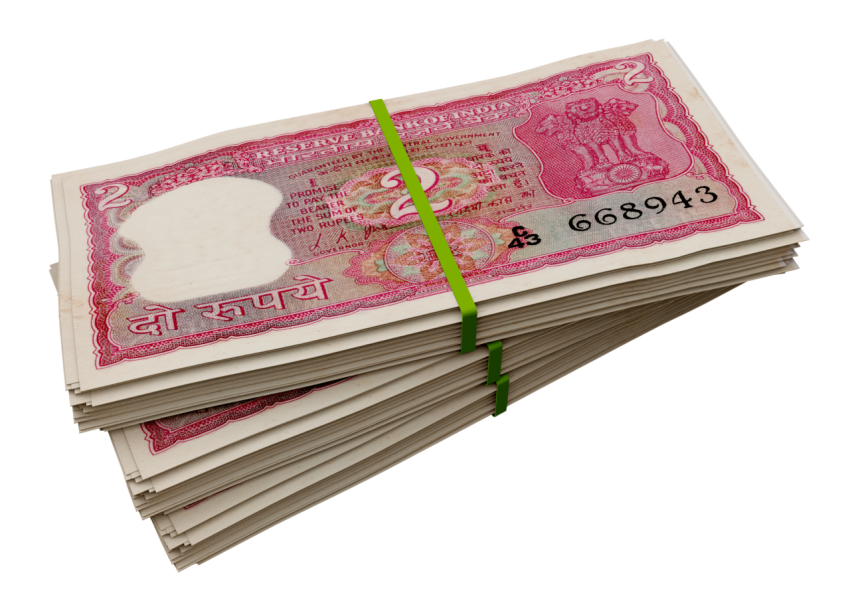 Stacks of Indian Currency 2 rupee note png