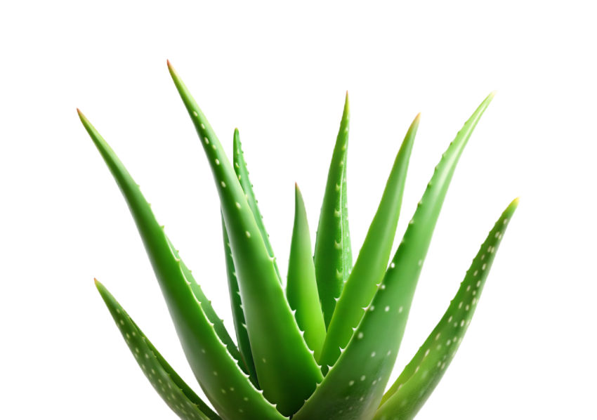 Green Aloe Vera Plant Leaves on Transparent Background