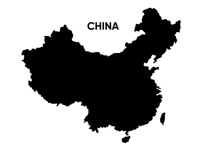 Black China Map Isolated on Transprent Background