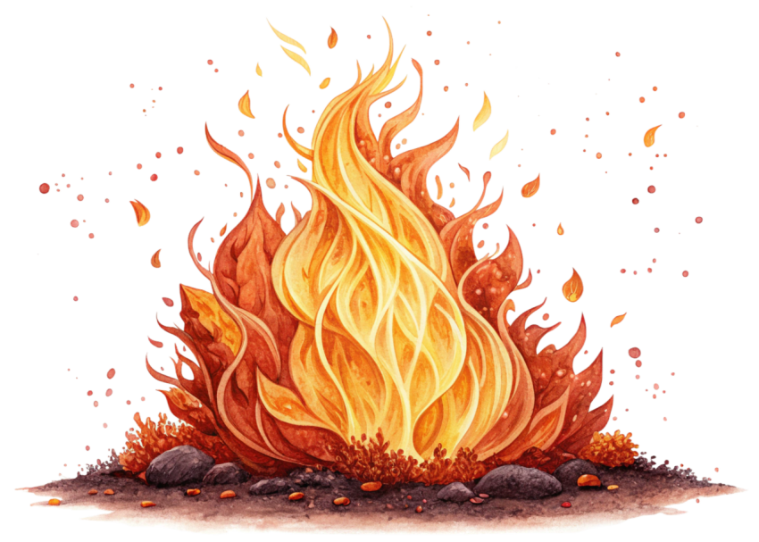 Realistic fire illustration png image