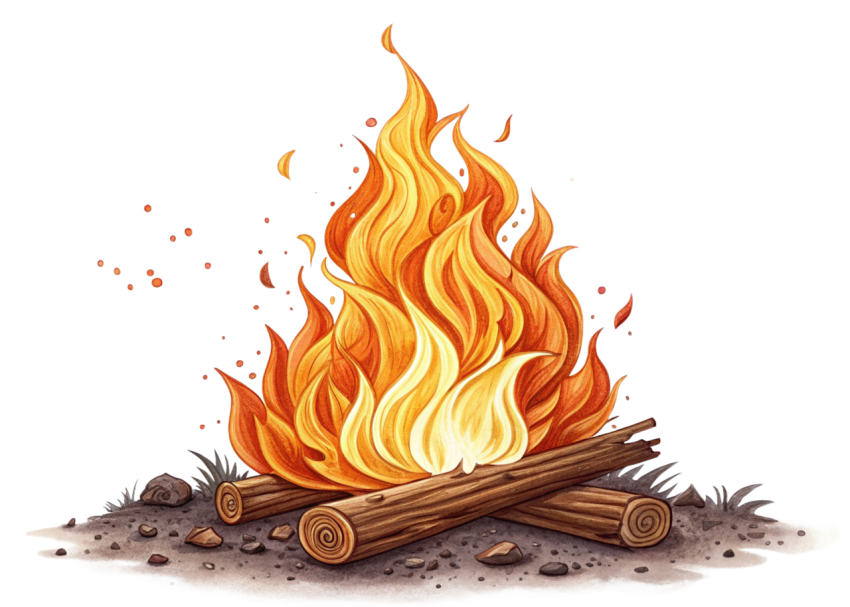 Realistic fire illustration png image