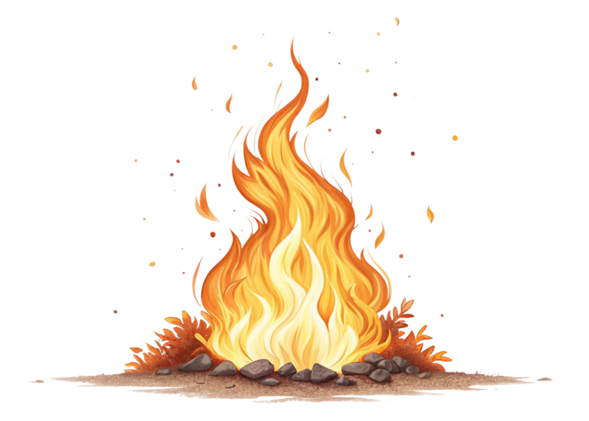 Realistic fire illustration png image