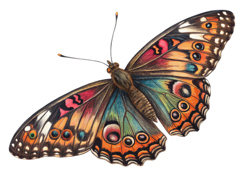 Colorful  Patterns Butterfly PNG