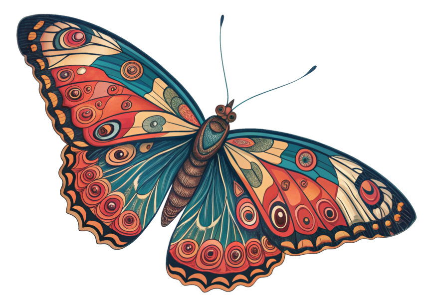 Colorful  Patterns Butterfly PNG