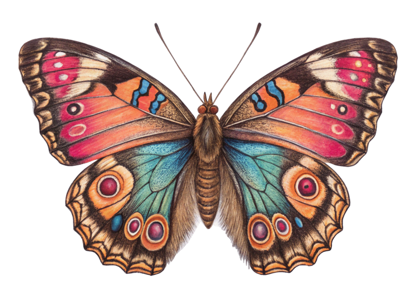 Colorful  Patterns Butterfly PNG