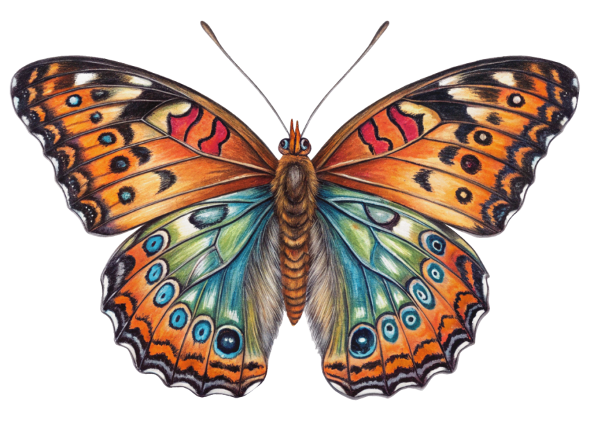 Colorful Patterns Butterfly PNG