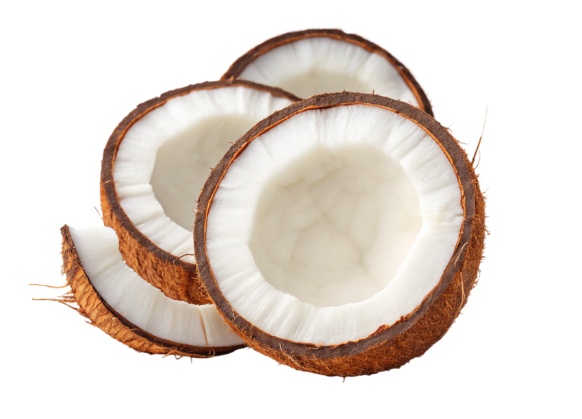 Halved Coconut on Transparent Background