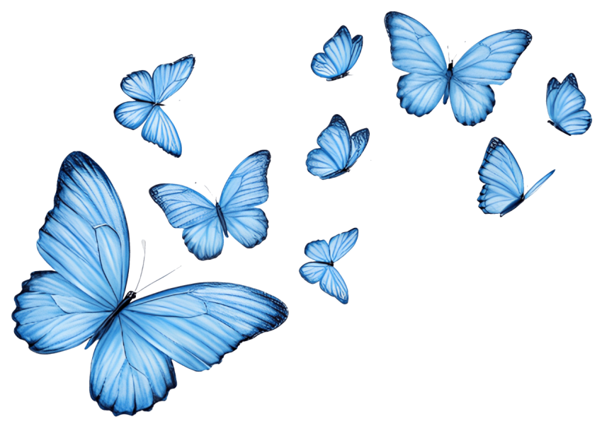 Blue Butterflies Flying with Delicate Png Image
