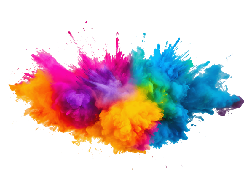 Color Powder Explosion on Transparent Background